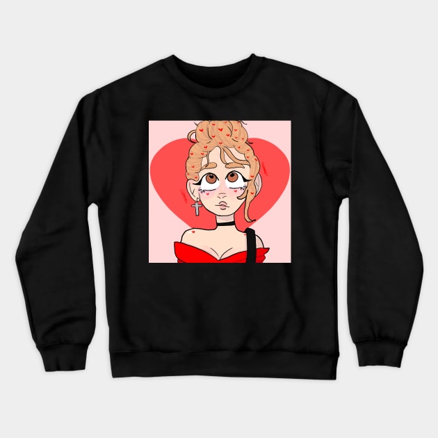 Heart babe cute girl illustration Crewneck Sweatshirt by Ech0mun